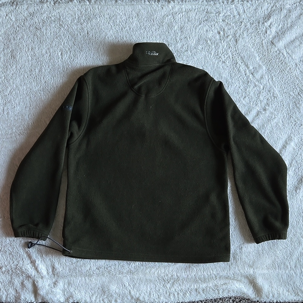Izod Men's Zip Up Sweater in Dark Olive - Picture 3 of 14